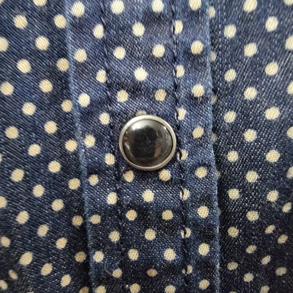 Gap 1969 long sleeve polka dot chambray top size XS - Picture 8 of 8